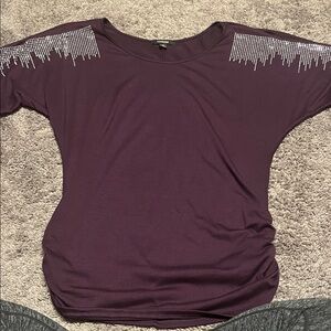 Espresso Women's Dark Purple Top with Silver Accents